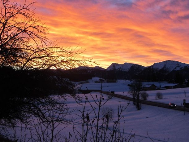 Sonnenaufgang, Schneeschuhwandern Allgäuer Alpen