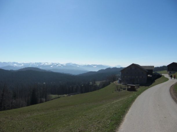 Schönes Bergpanorama auf dem Käselehrpfad