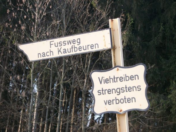 Vietreiben verboten auf der Wanderroute