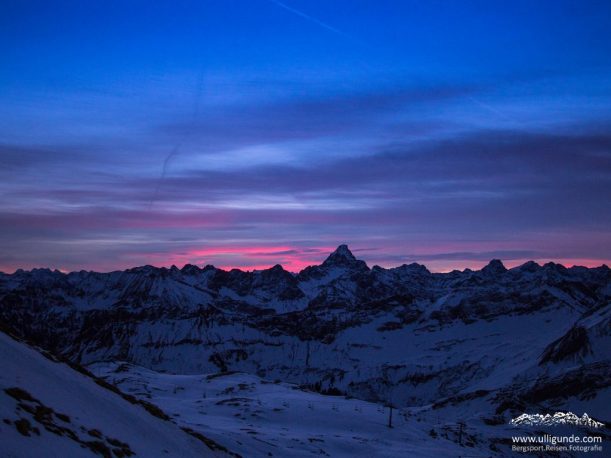 Sonnenaufgang über dem Hindelanger Klettersteig in den Allgäuer Alpen