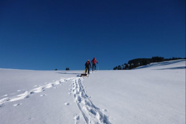 Schneeschuhwanderung hinauf zum Kemptener Naturfreundehaus