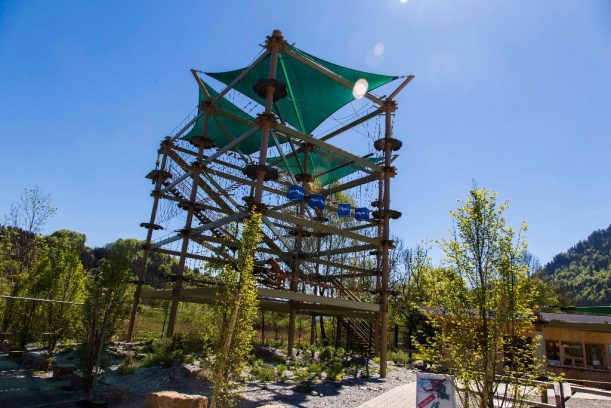 Der Hochseilgarten Alpsee Skytrail an der Radrunde Allgäu